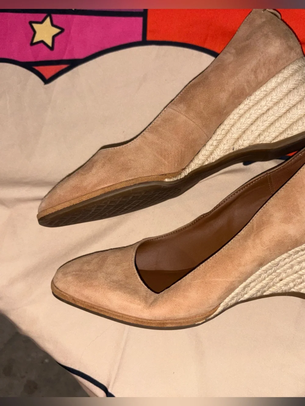 Aerosoles NWOB Roma Wedge Espadrille Suede Stone 🌵 8